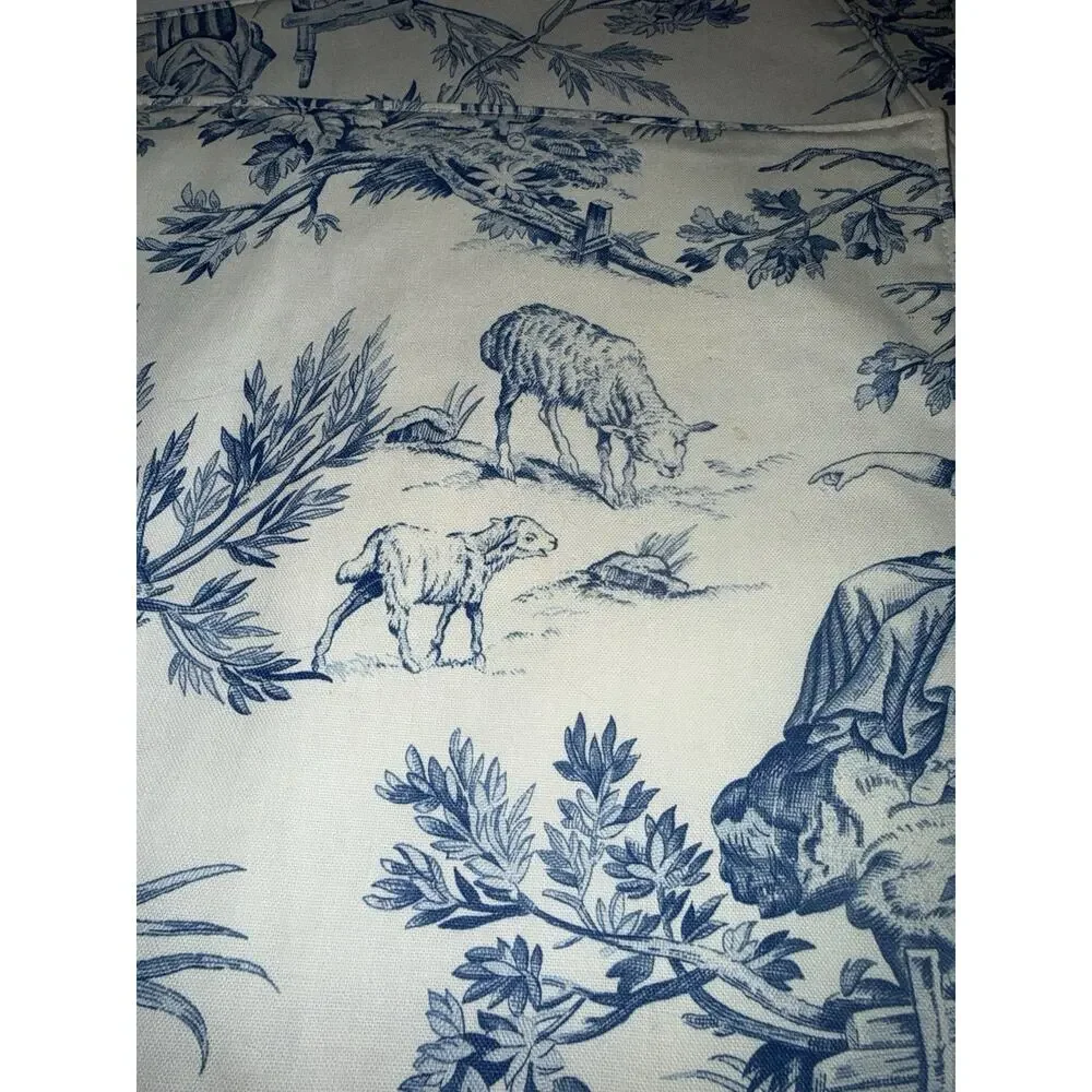 Covington French Country Toile Placemats Set Of 4 Reversible Blue 17”